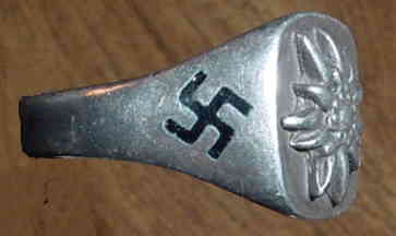 Nazi Gebirgsjager Mountain Troops Silver Ring